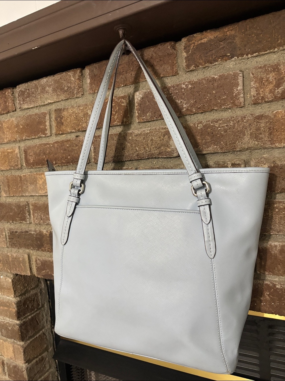 Coach Peyton Leather Tote Zip Top‎ in  blue saffiano-textured Shoulder Bag - Picture 3 of 16
